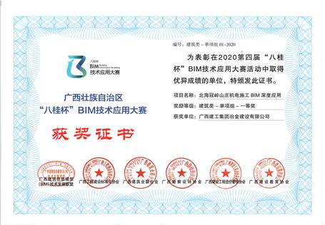喜訊！公司榮獲“八桂杯”BIM技術(shù)應(yīng)用大賽一等獎